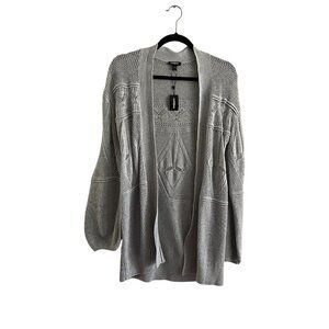 Express Women XS Gray Long Sleeve Open Knit Open Front Knit Cardigan Sweater NWT